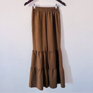 SHEIN Girls Brown Tiered Wide Leg Pants Size 12 Fall Autumn Lightweight Thin